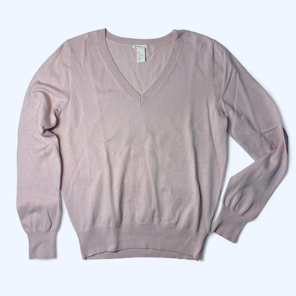 🎀 H&M Pastel Pink Fine Knit V-Neck Back to School Sweater